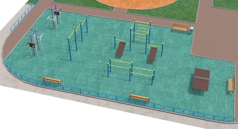 Проект спортивной площадки с столом теннисным в Чеченской Республике