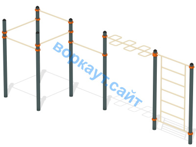 Воркаут турники с шведской стенкой и рукоходом  ВС-21 в Чеченской Республике