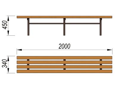 Двухметровая лавочка без спинки 2 м МАФ 1602 в Чеченской Республике