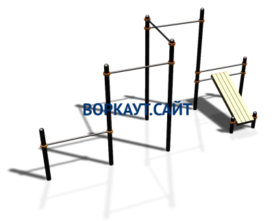 Воркаут комплекс разноуровневых турников со скамьей для пресса ВС-37 в Чеченской Республике