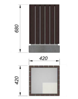 Урна деревянная квадратная с бетонным основанием МАФ 1633 в Чеченской Республике