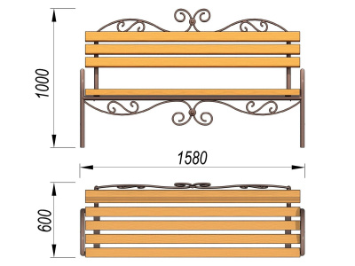 Лавочка кованная МАФ 1606 в Чеченской Республике