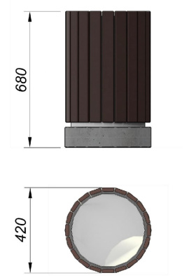 Урна деревянная круглая с бетонным основанием МАФ 1632 в Чеченской Республике