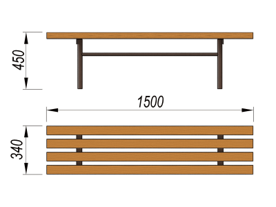 Лавочка без спинки МАФ 1601 в Чеченской Республике