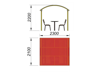 Стол и лавки под навесом МАФ 4005 в Чеченской Республике