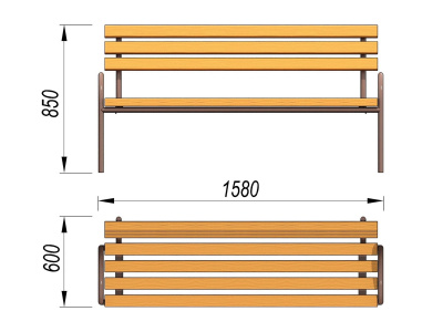Парковая лавочка со спинкой МАФ 1605 в Чеченской Республике