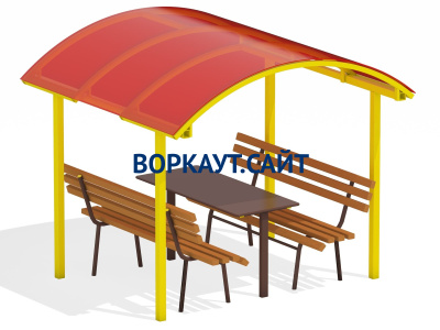 Стол и лавки под навесом МАФ 4005 в Чеченской Республике