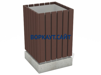 Урна деревянная квадратная с бетонным основанием МАФ 1633 в Чеченской Республике